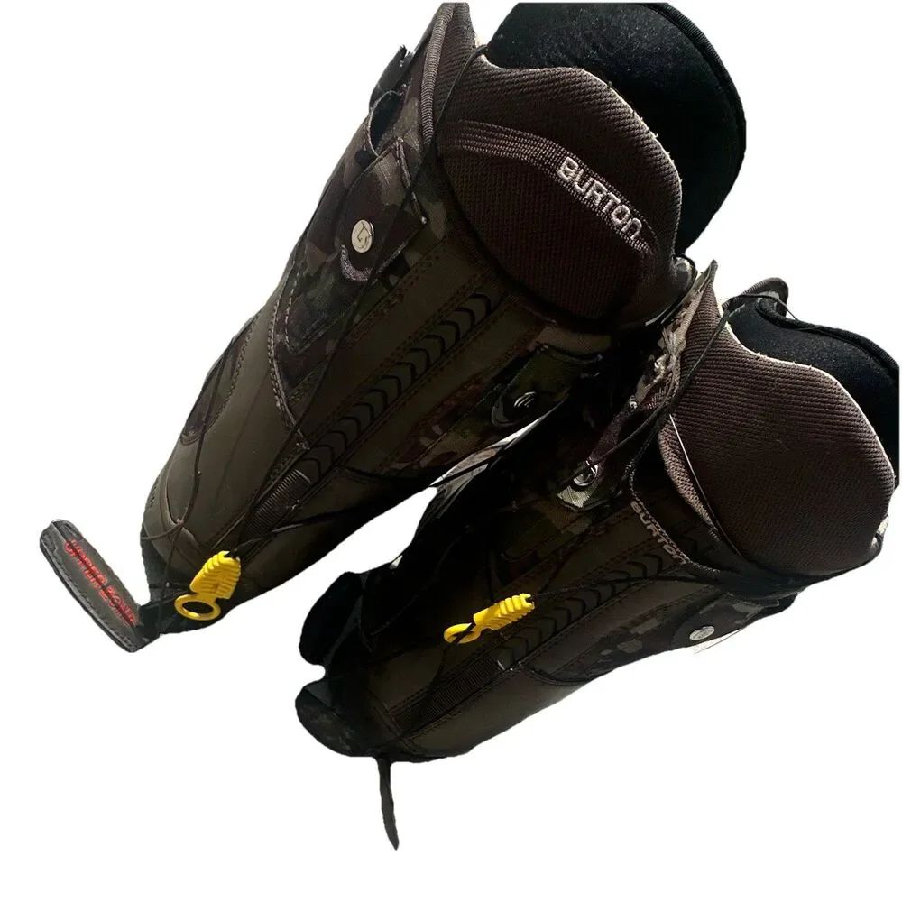 Burton Ruler Men’s Snowboard Boots Size 10.5 Brown Camo Traditional Lace